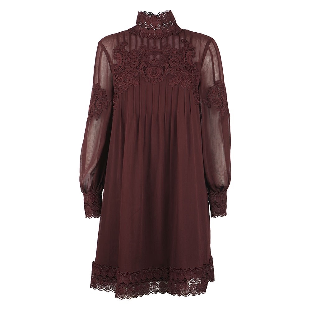 TED Baker London Elegant Lace Detail Burgundy Dress - Picture 4 of 16